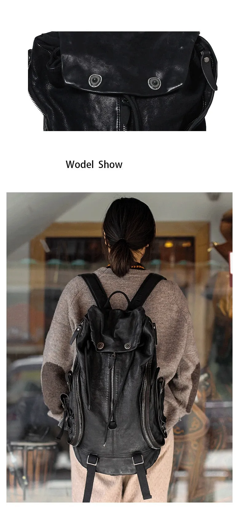 Unisex Vintage Soft Genuine Leather Cowhide Computer Backpacks