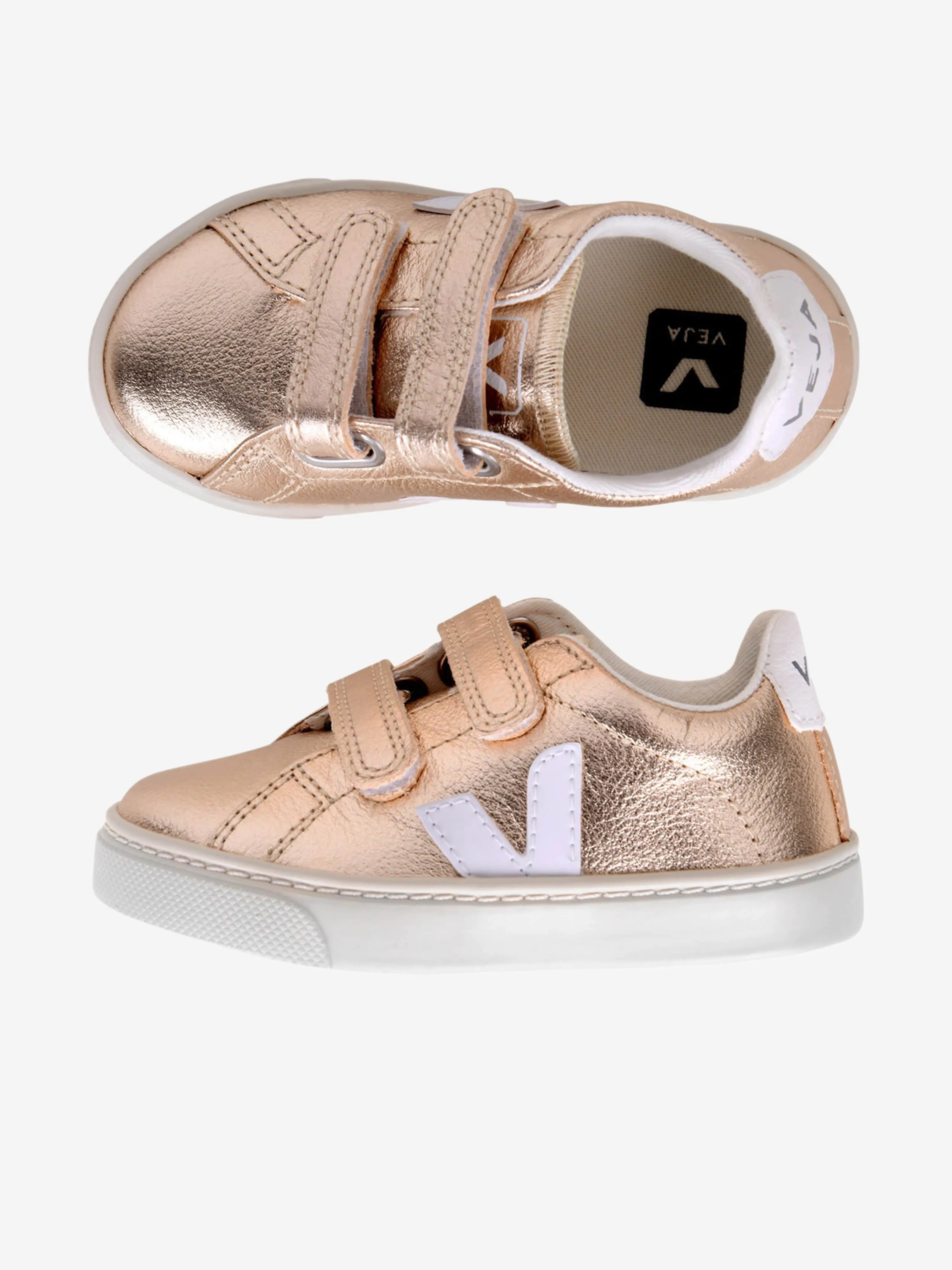 Veja Girls Leather Velcro Strap Trainers