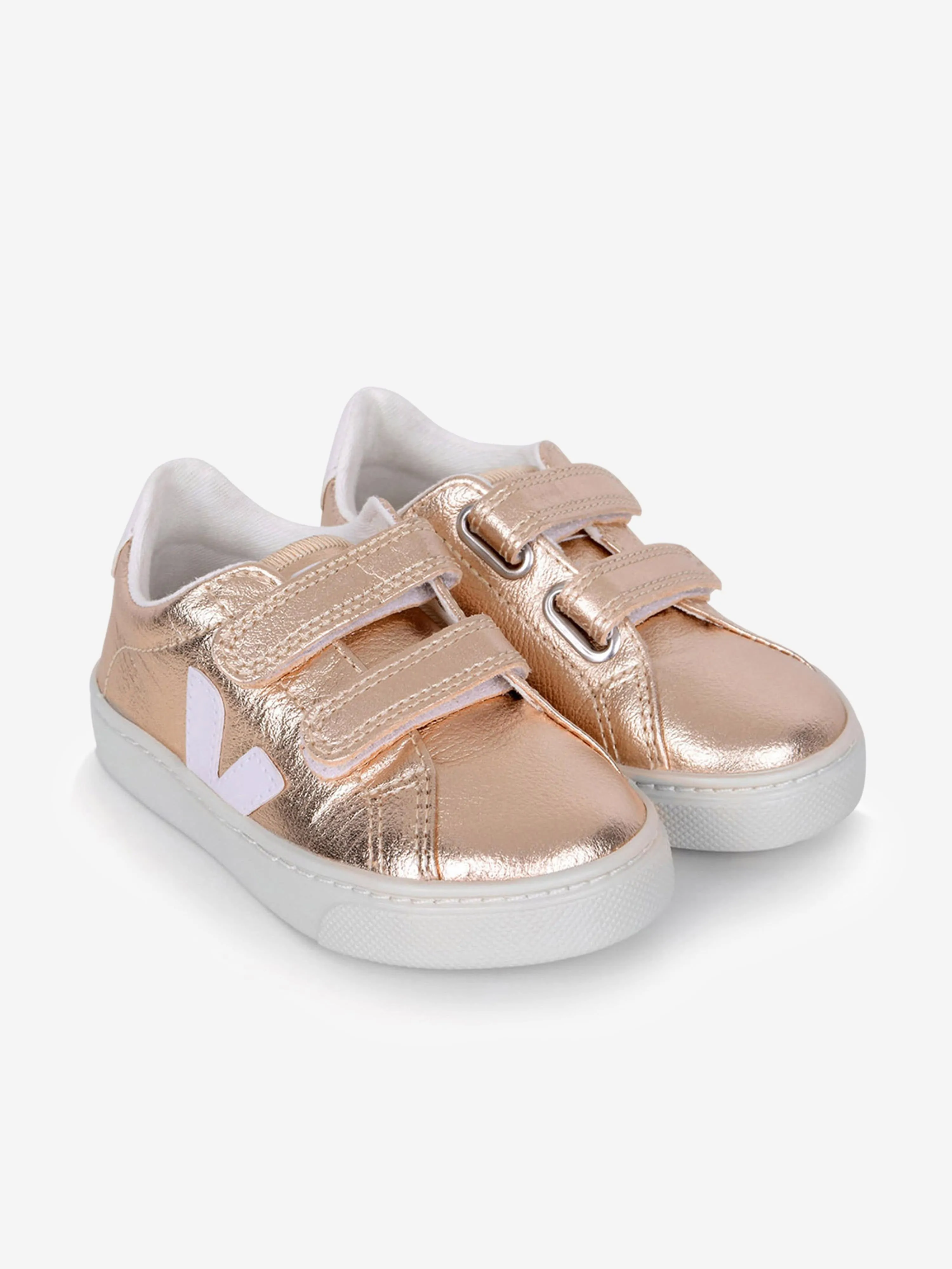 Veja Girls Leather Velcro Strap Trainers