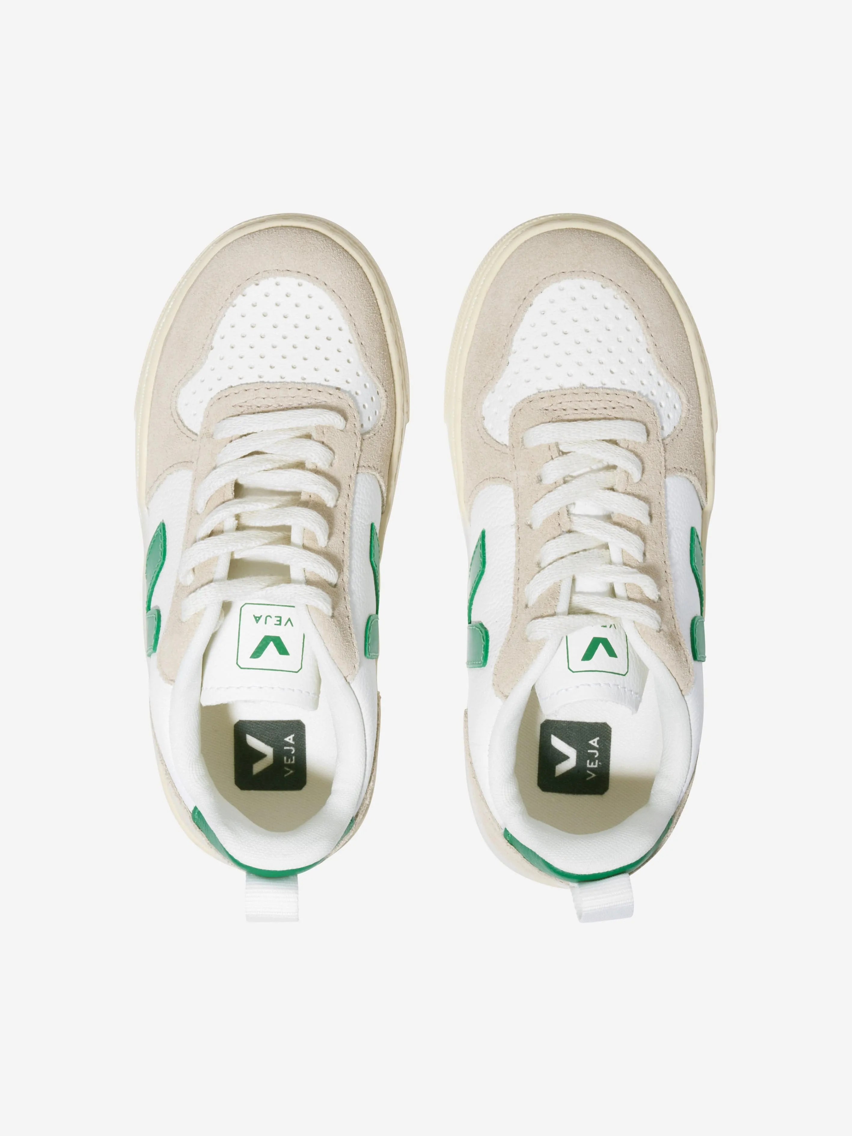 Veja Kids Small V-10 Lace Up Trainers in White