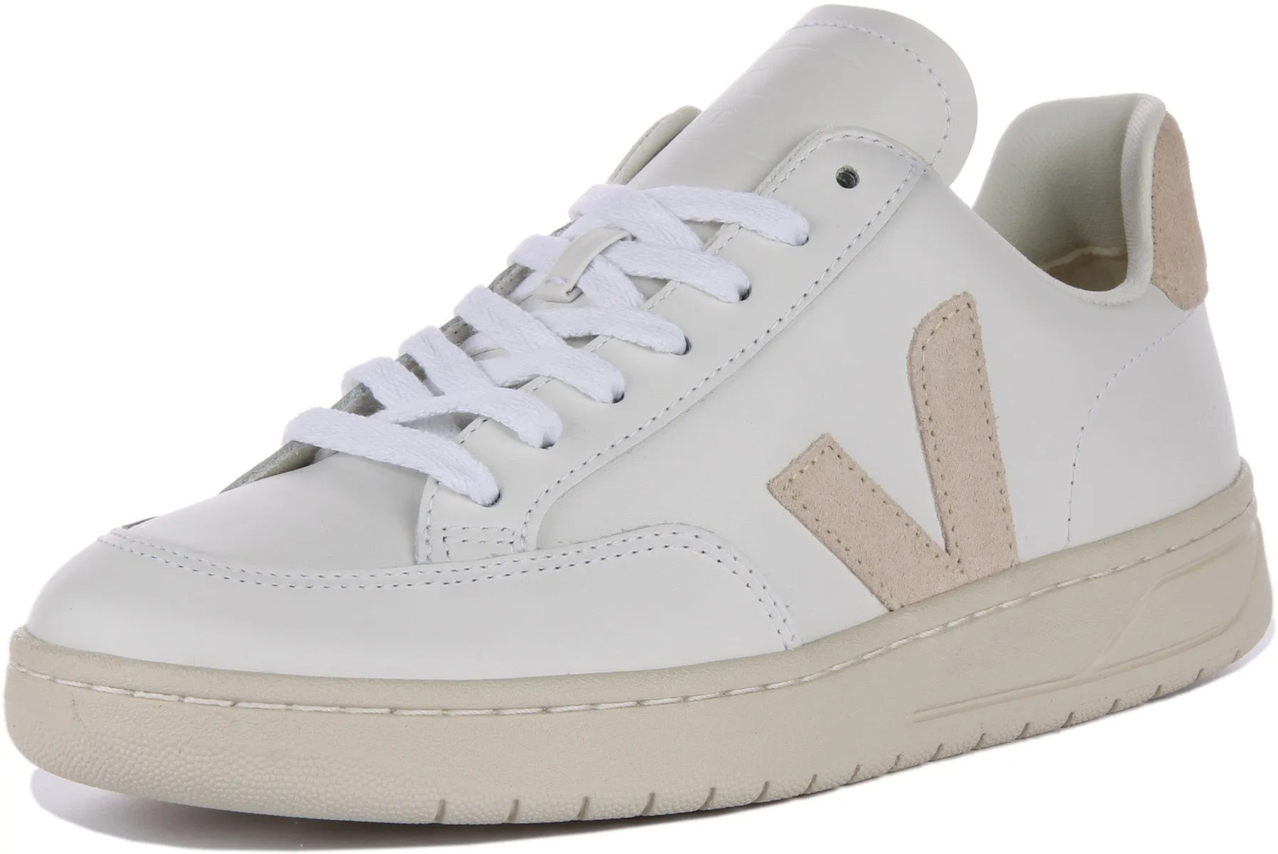 Veja V-12 Leather In White Beige For Women