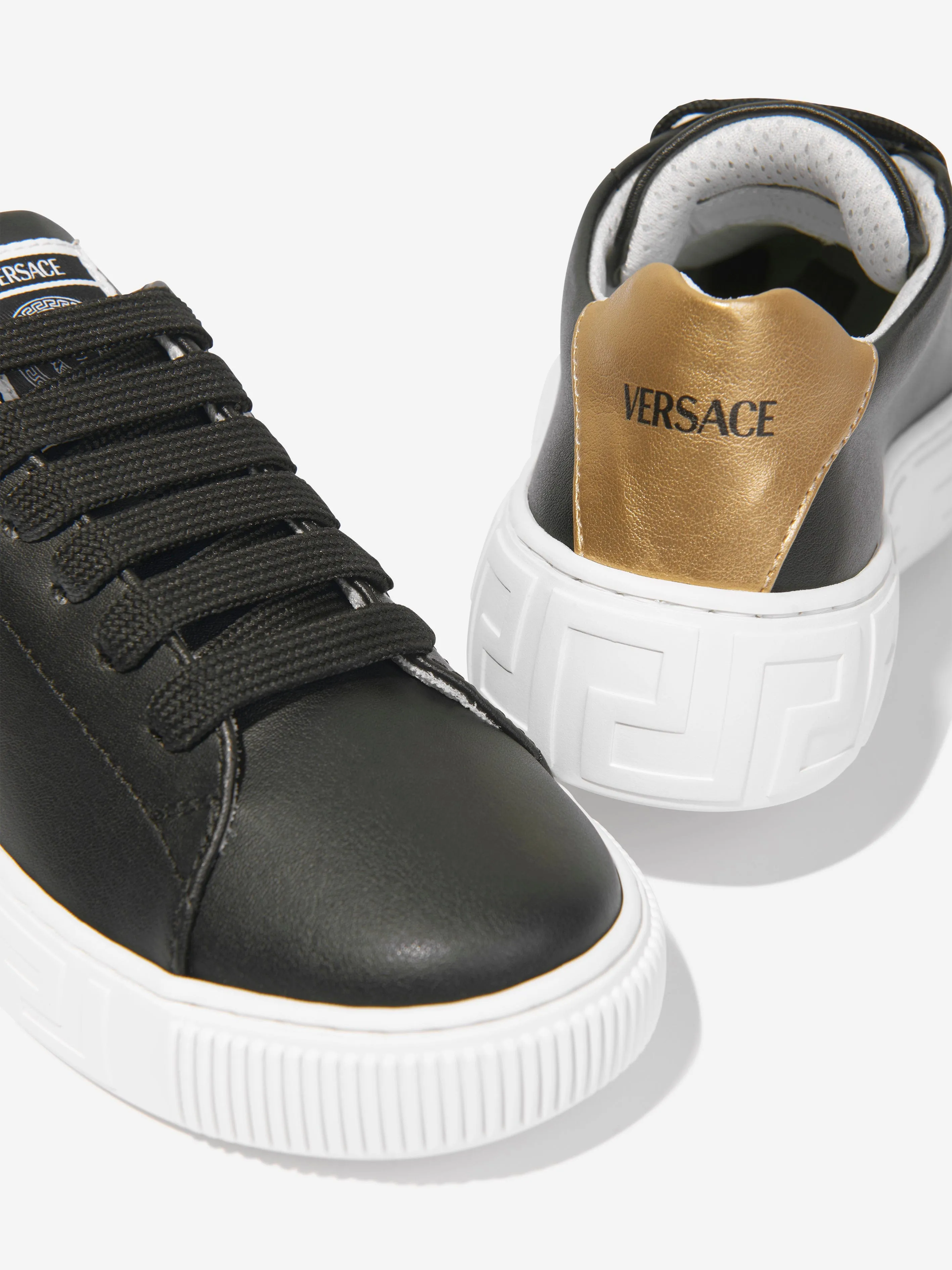 Versace Kids Greca Logo Trainers in Black