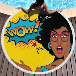 Vintage Round Printed Beach Towel Microfiber Swimming Pool Quick-Drying Cushion, Size:150 x 150cm(Model 6)