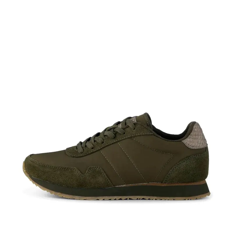 WODEN Nora III Leather Sneakers Dark Olive