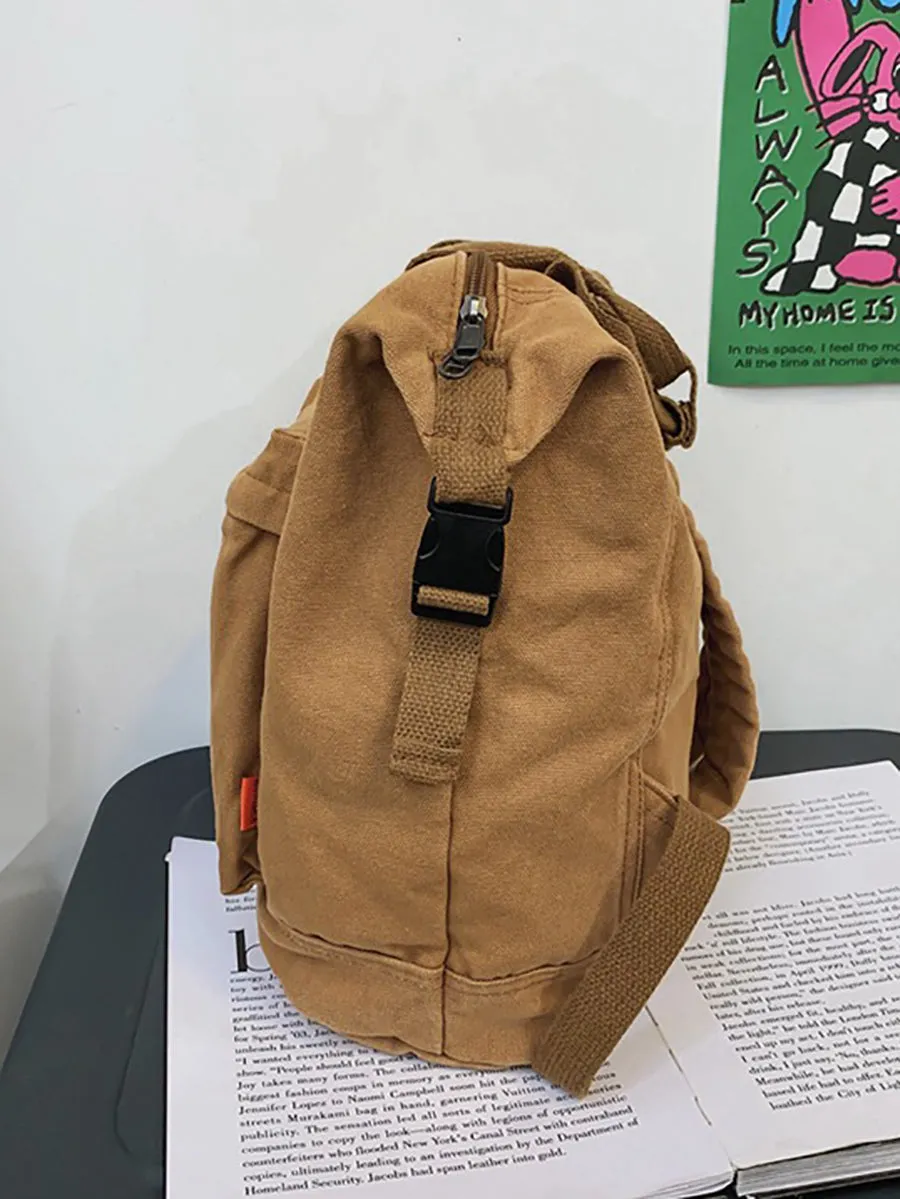 Women Casual Solid Square Canvas Backpack