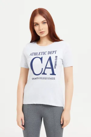 Women Grey Ca Applique T-Shirt