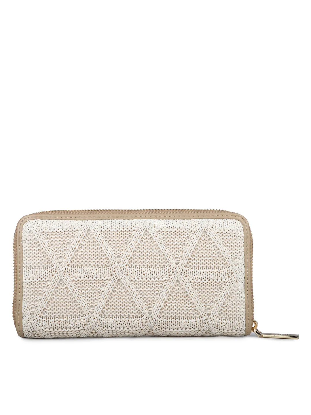 Women's Beige Textured Bifold Wallet