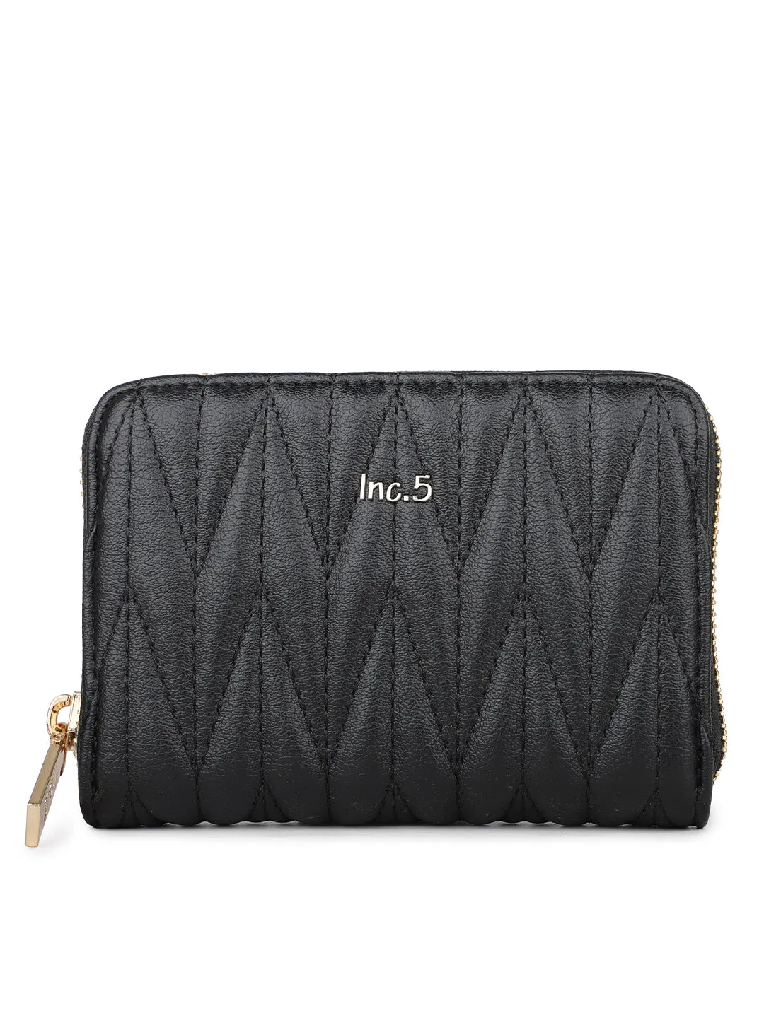 Women's Black Textured Bifold Wallet