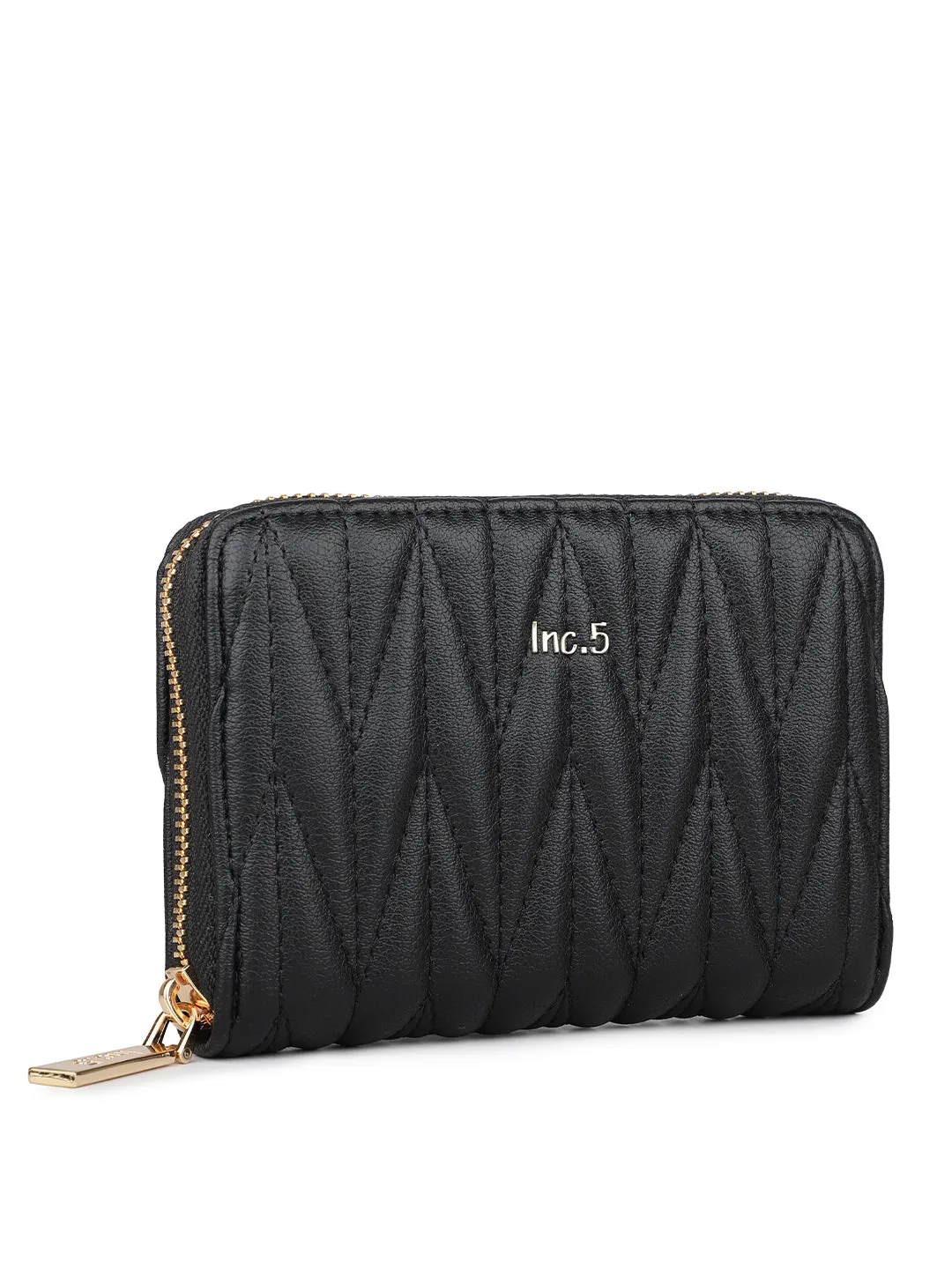 Women's Black Textured Bifold Wallet