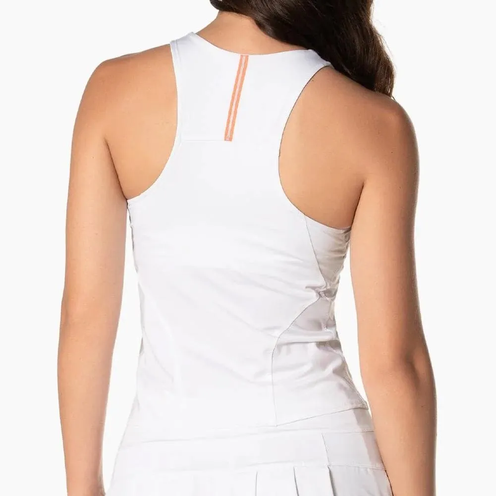 Women's Lace Track Crop Tennis Tank White