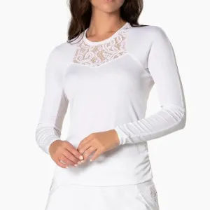 Women's Lace Track Long Sleeve Tennis Top White