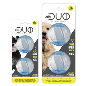 Zeus Duo Balls GLO Glow in the Dark with Squeaker 2Pk 2 Sizes