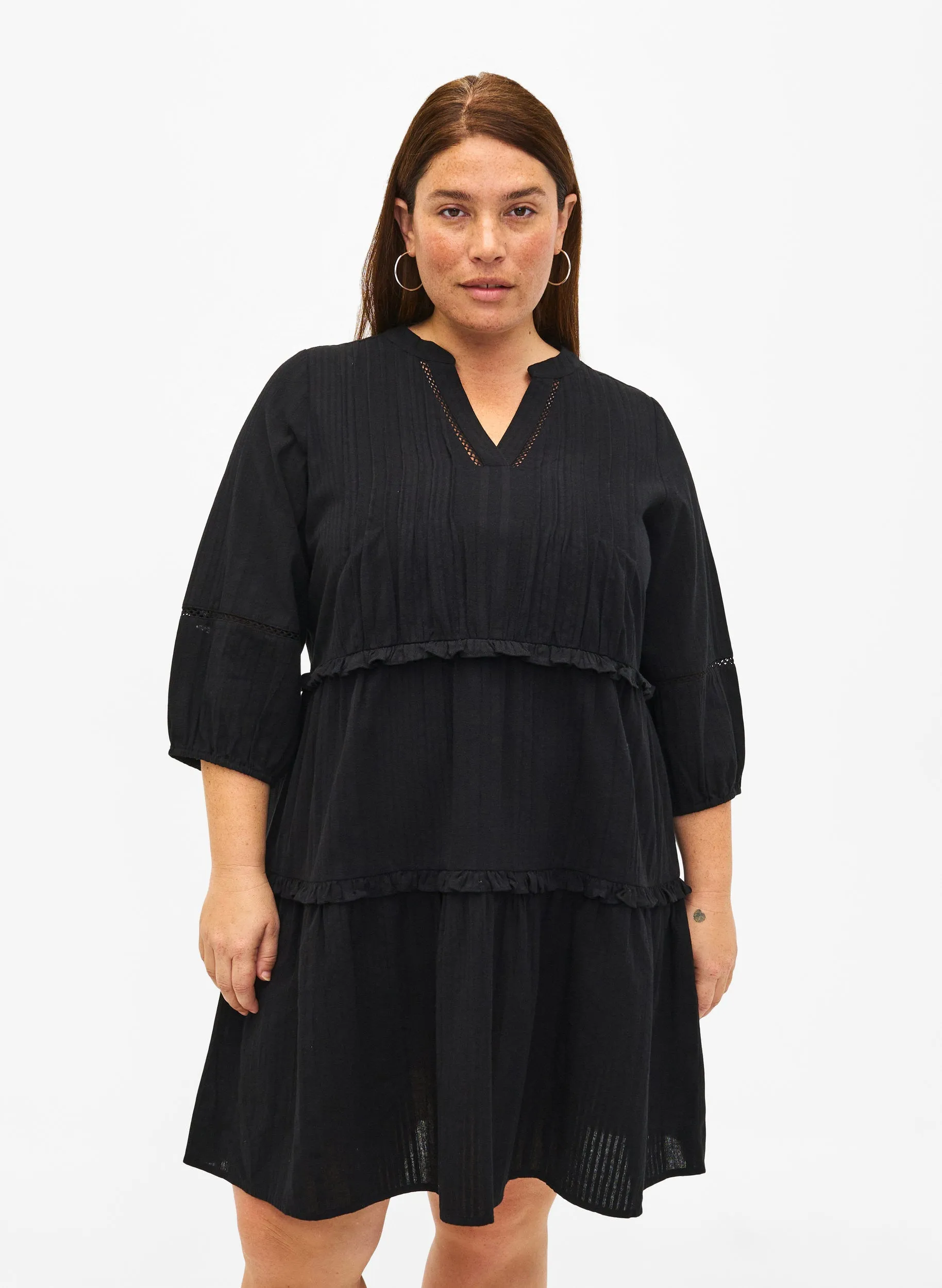 Zizzi Lise Cotton Dress in Black