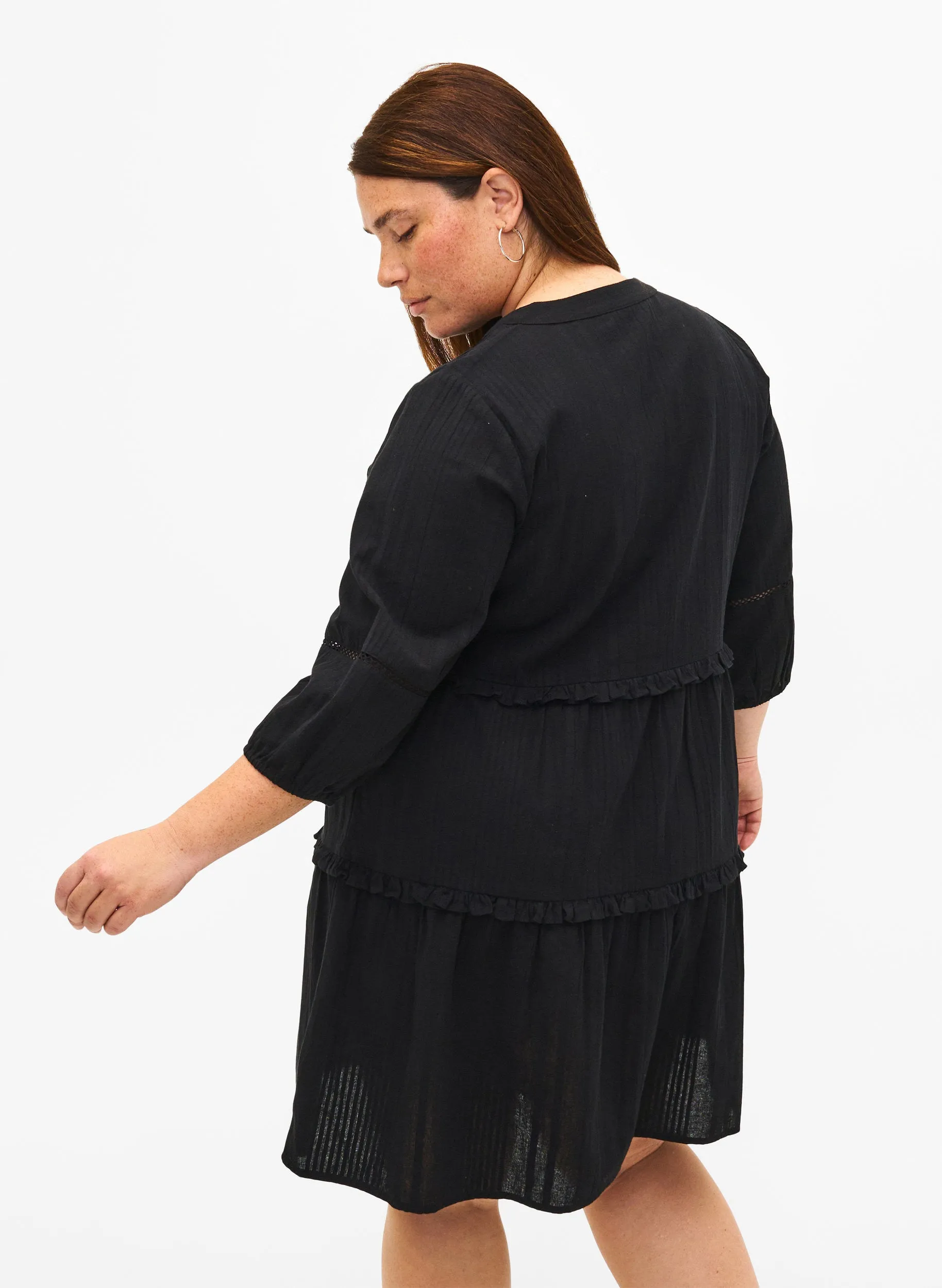 Zizzi Lise Cotton Dress in Black